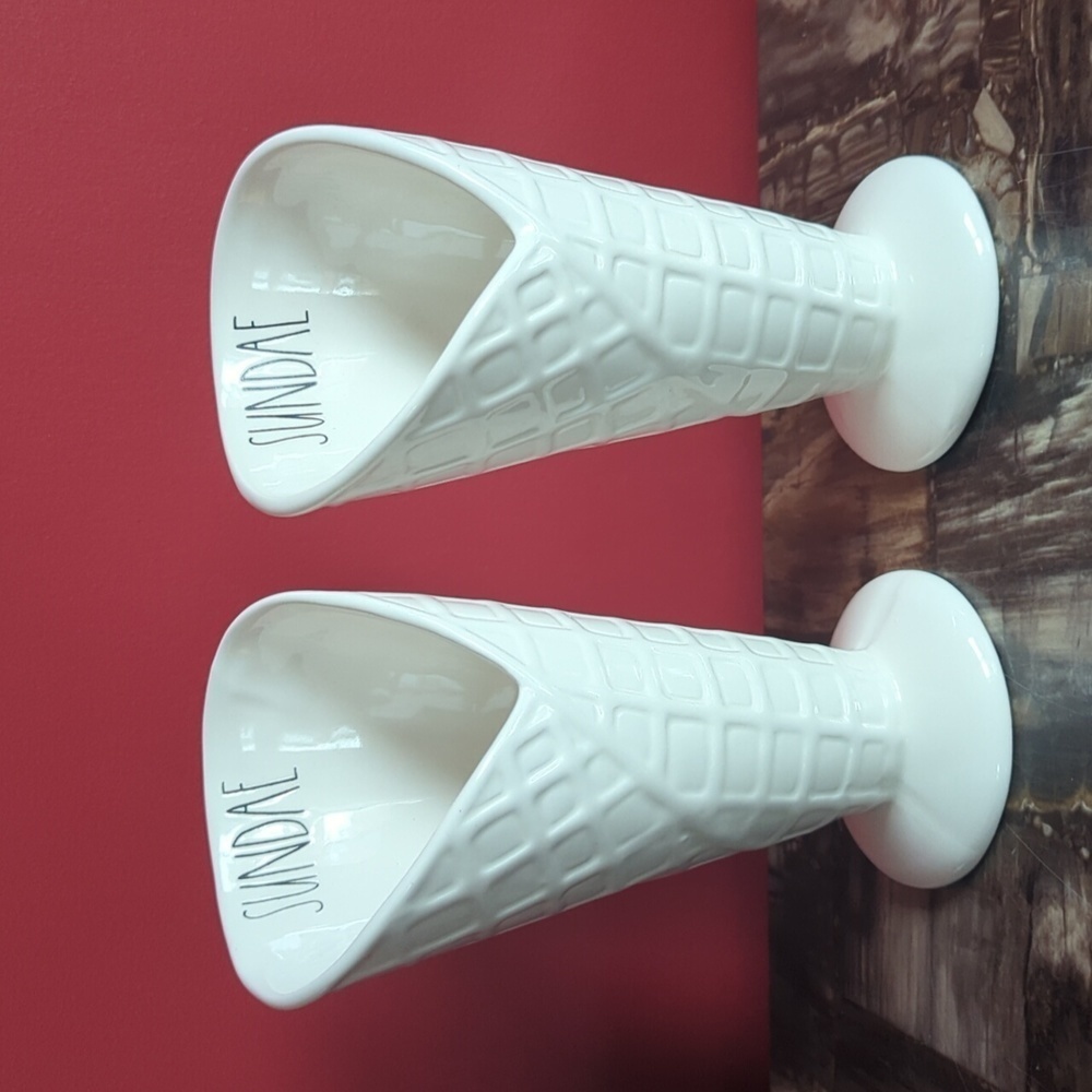 🇺🇲 Rae Dunn Sundae Cone Duo, Ceramic